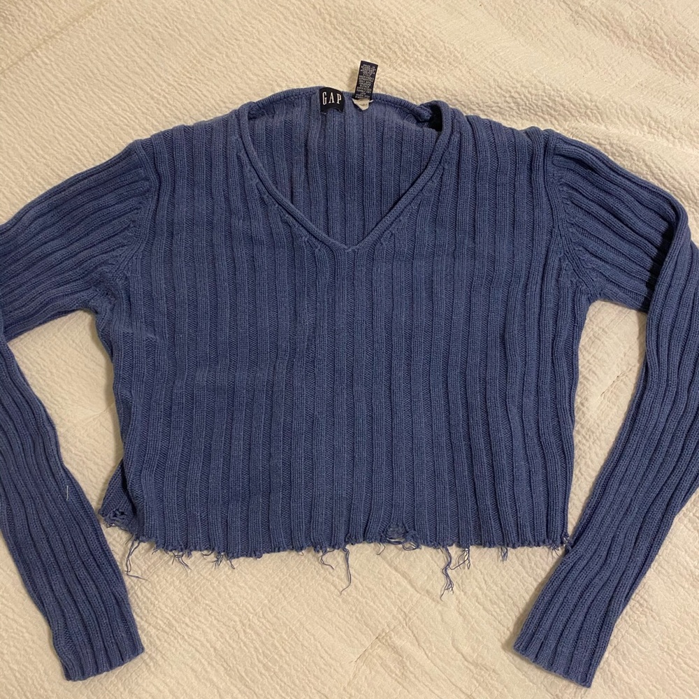 Light blue, cropped GAP sweater